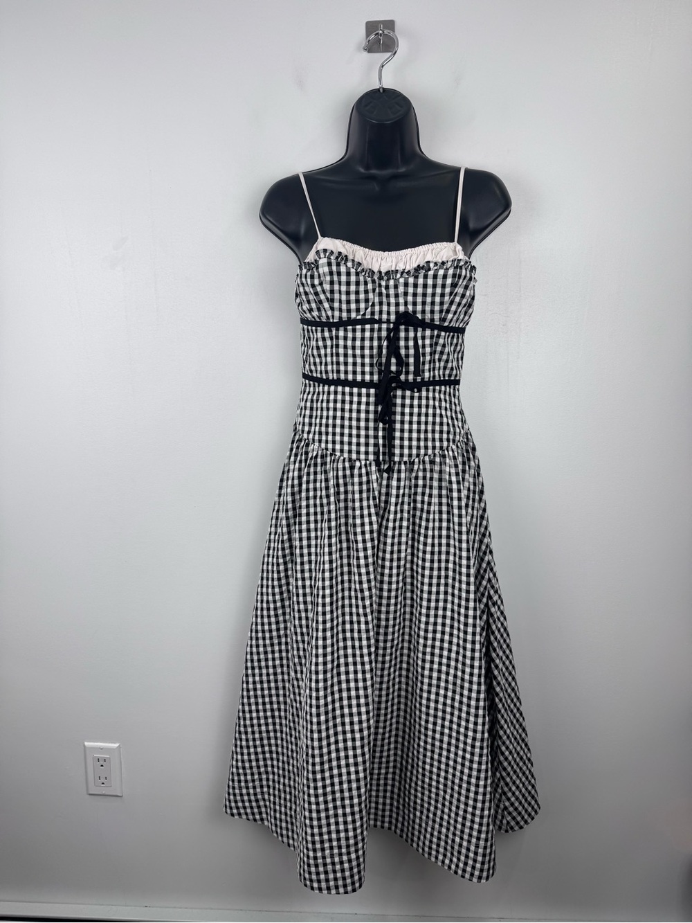 For Love & Lemons Women Georgia Gingham Midi Dress Size Medium